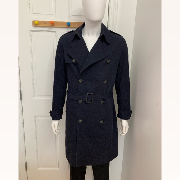 H&M Men’s Navy Trench Coat - Picture 3 of 6